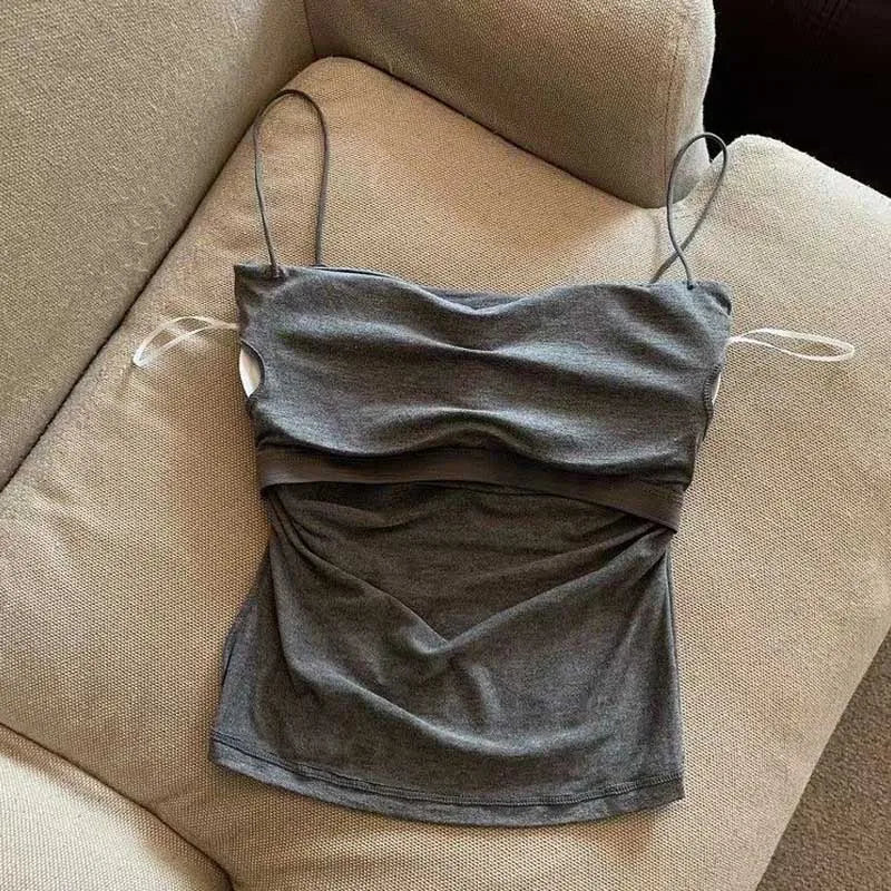 Summer Camisoles Tank Tops Women With Built In Bra  Strap Tanks Vest Sleeveless Tees Cropped Top Solid Color Casual Top