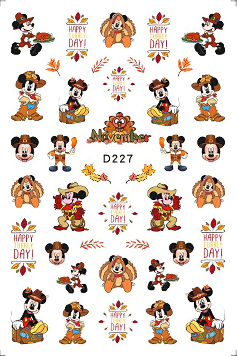 Disney Cartoon Adhesive Nail Stickers Nail Decorative Decals Nail Sliders Stitch Mickey 3D Stickers Press on Nails