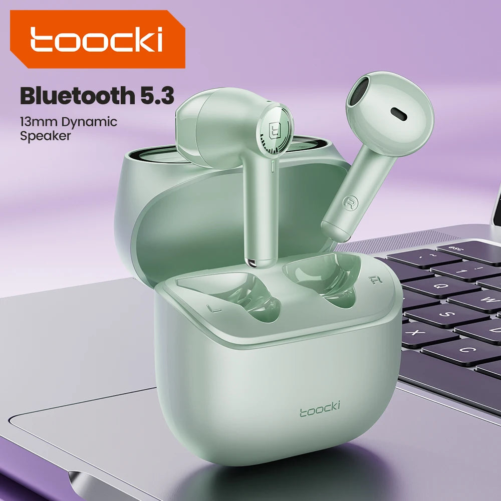 Toocki ENC TWS Earphones Wireless Bluetooth 5.3 HiFi Headphone Noise Canceling Toucn Contro Touch Control In Ear Sport Earbuds