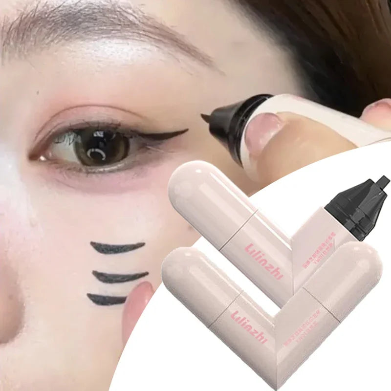 Dual-Head Rotatable Eyeliner Stamp Integrated Waterproof Long Wear Wing Stencil DIY Liquid Eye Liner Pen Fast Drying Makeup