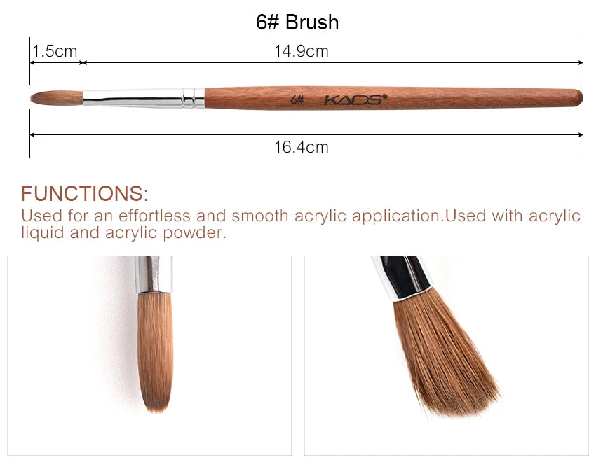 Pincel Profesional para Uñas Acrílicas KADS – Kolinsky Sable UV Gel
