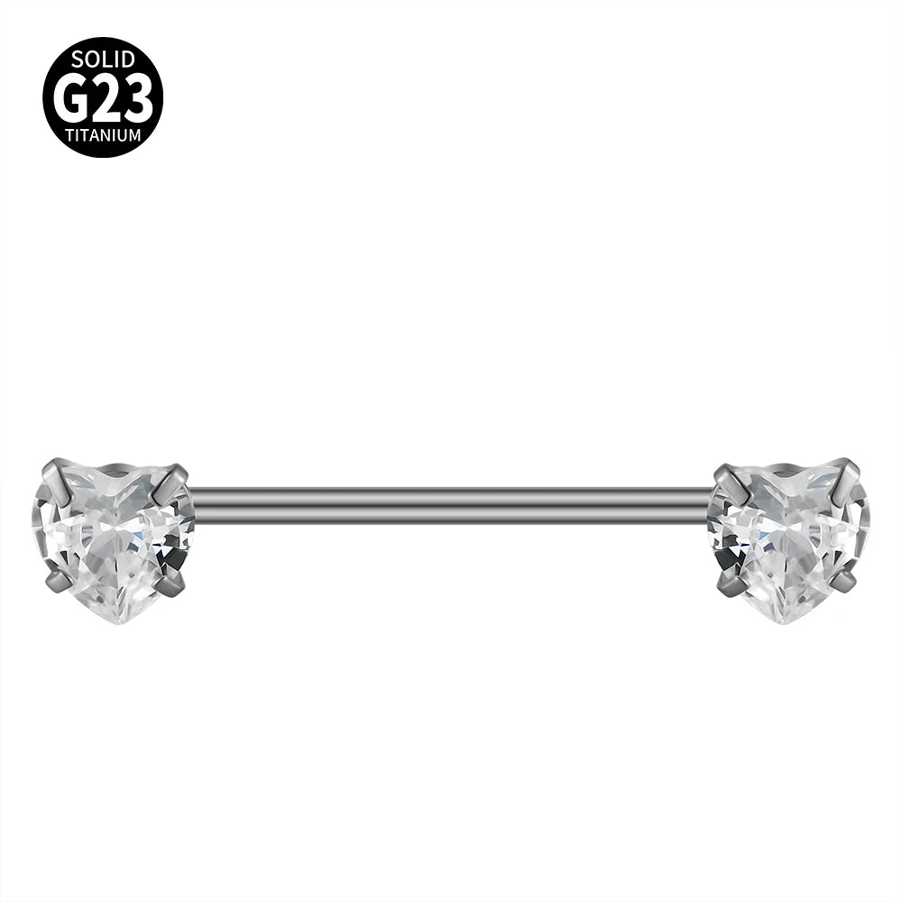 1/2PCS Heart Nipple Piercing Titanium CZ Crystal Sexy Leaf Nipple Shield Ring Nails Barbell Body Pierced Jewelry Chest Decor 16G