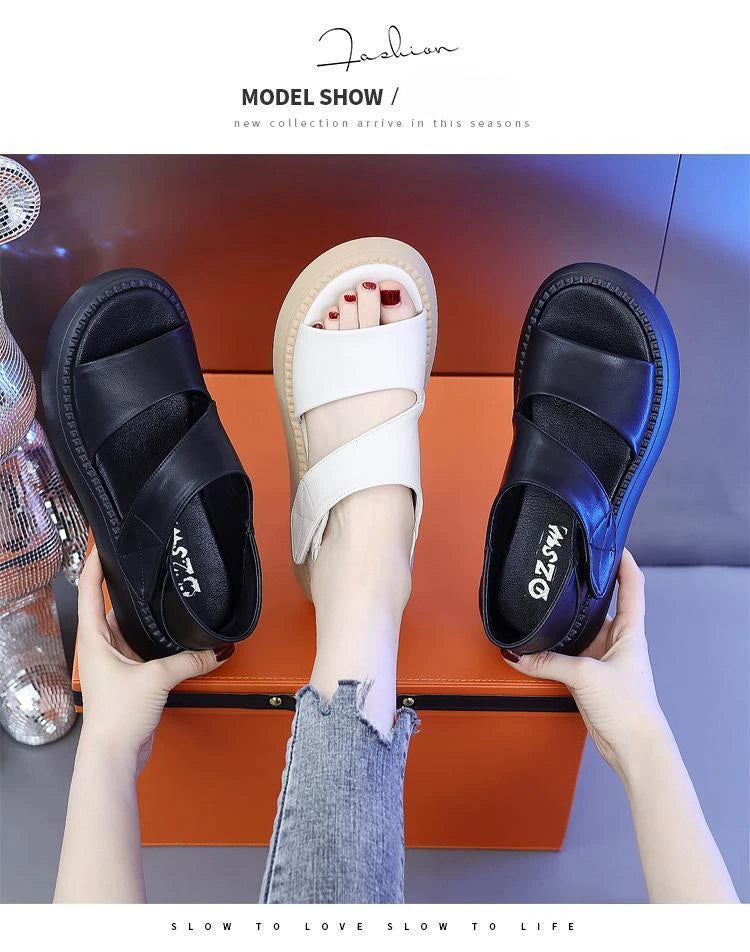 New 2025 Women's Beach Sandals Thick Bottom Roman Shoes comfortable soft sole versatile casual small fresh sandals fashion