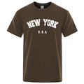 U.S.A New York USA City Street Printed T-Shirts For Men Loose Oversized T Shirt Fashion Breathable Short Sleeve Cotton Clothing