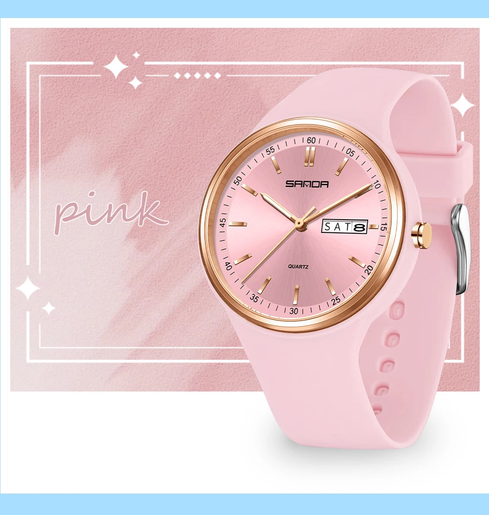 SANDA Top 6213 Male and Female Student Watches Casual Simple Dual Calendar Fashion Male and Female Student Quartz Watches 2025