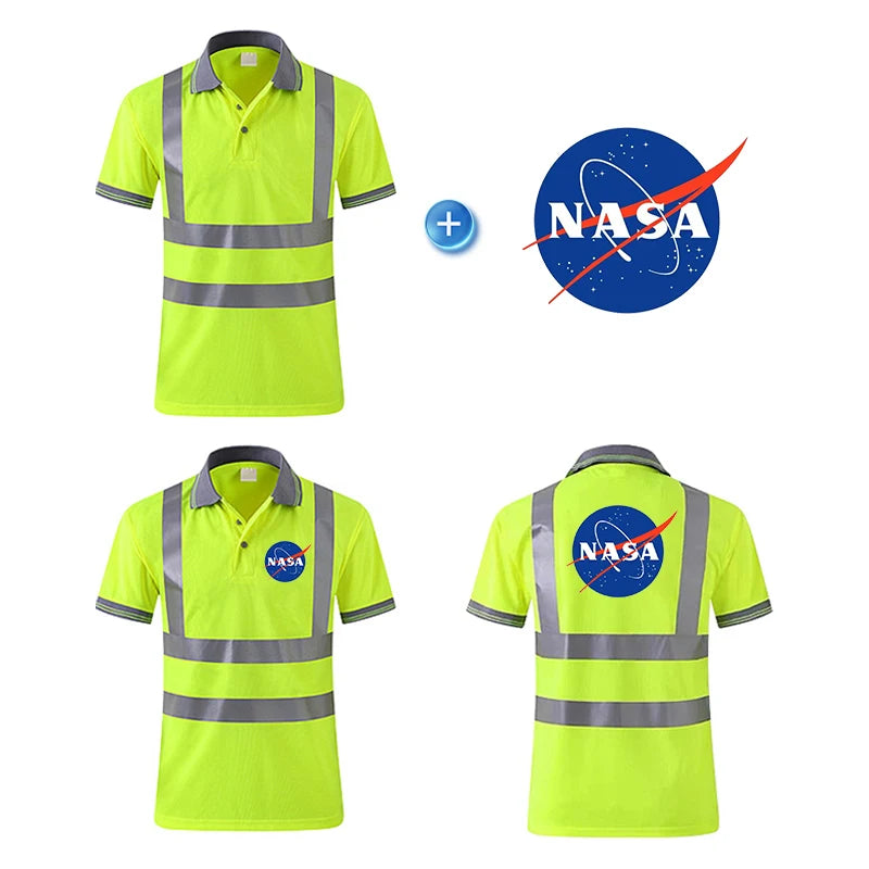 Custom LOGO T-Shirt Safety Vest for Men Work Vest Fluorescent Yellow Workwear Vest Construction Workwear T-Shirt