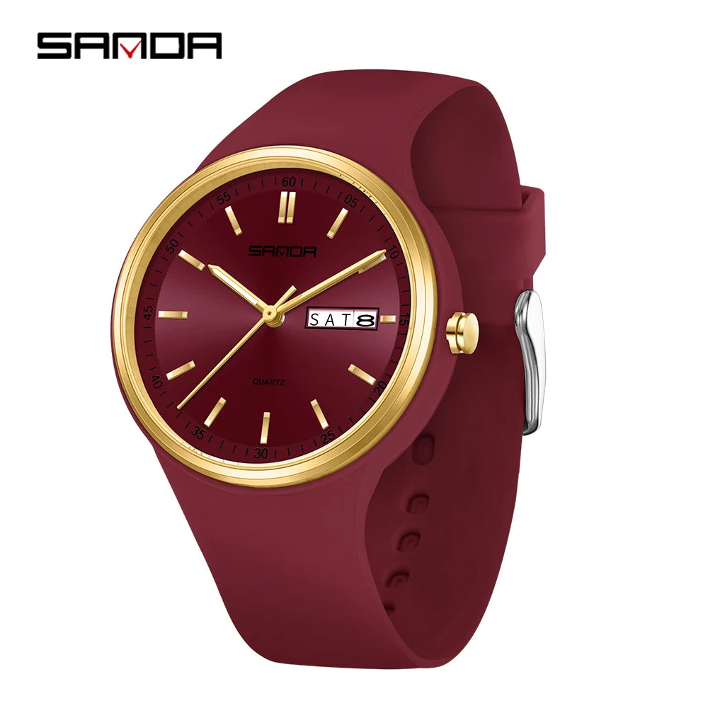 SANDA Top 6213 Male and Female Student Watches Casual Simple Dual Calendar Fashion Male and Female Student Quartz Watches 2025