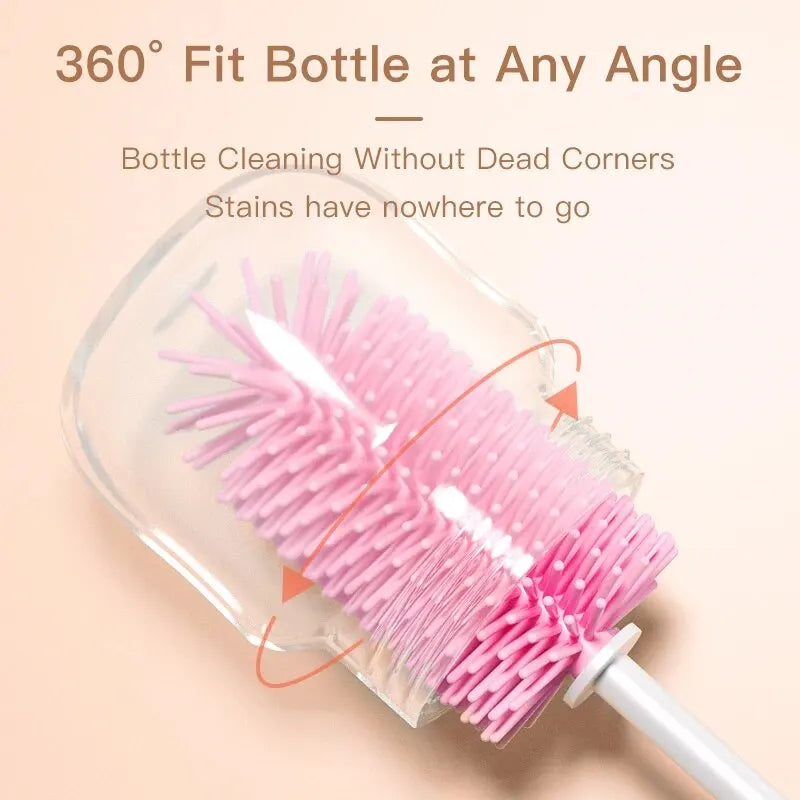 360° Silicone Baby Bottle Cleaning Brush Set 3-in-1 – Bottle, Pacifier & Straw Cleaner