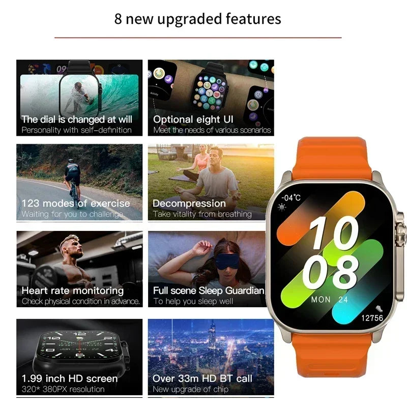 7 in 1 strap watch DT900 Support Music Wireless charging Bluetooth Calling Health& Fitness Tra Sports smart watch men and women