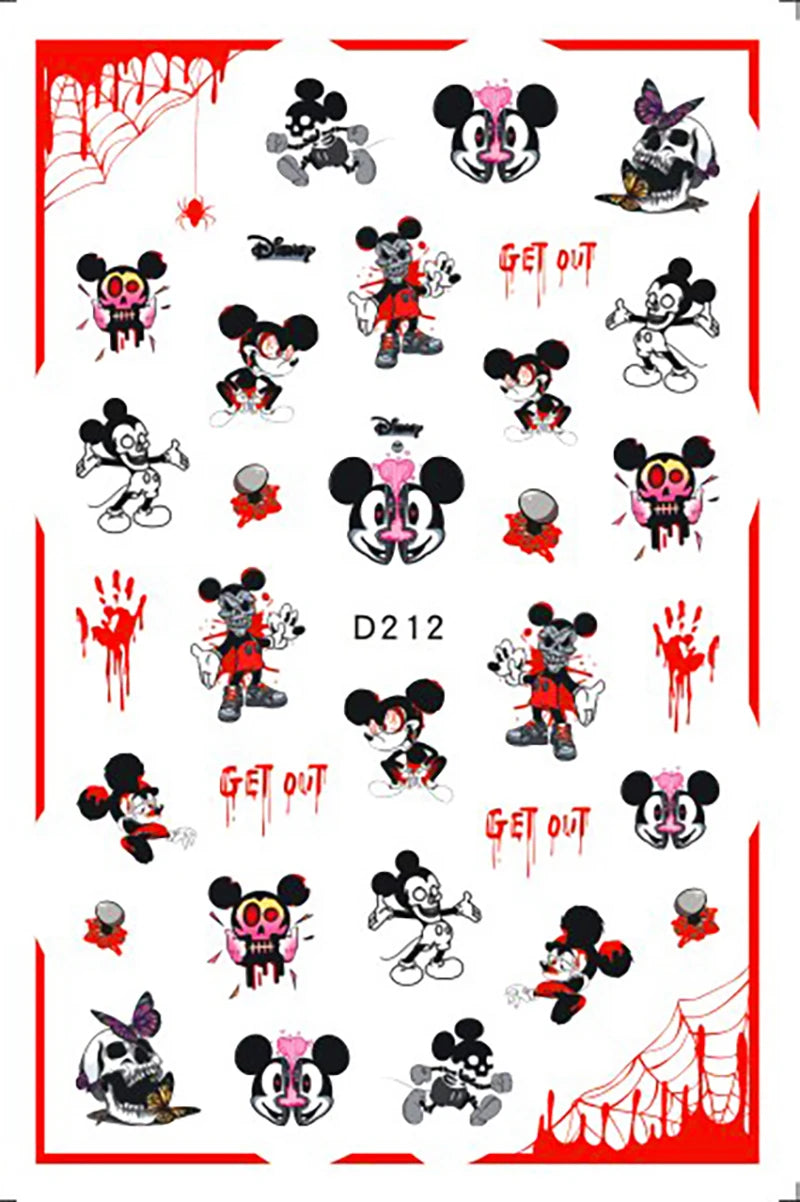 Disney Cartoon Adhesive Nail Stickers Nail Decorative Decals Nail Sliders Stitch Mickey 3D Stickers Press on Nails