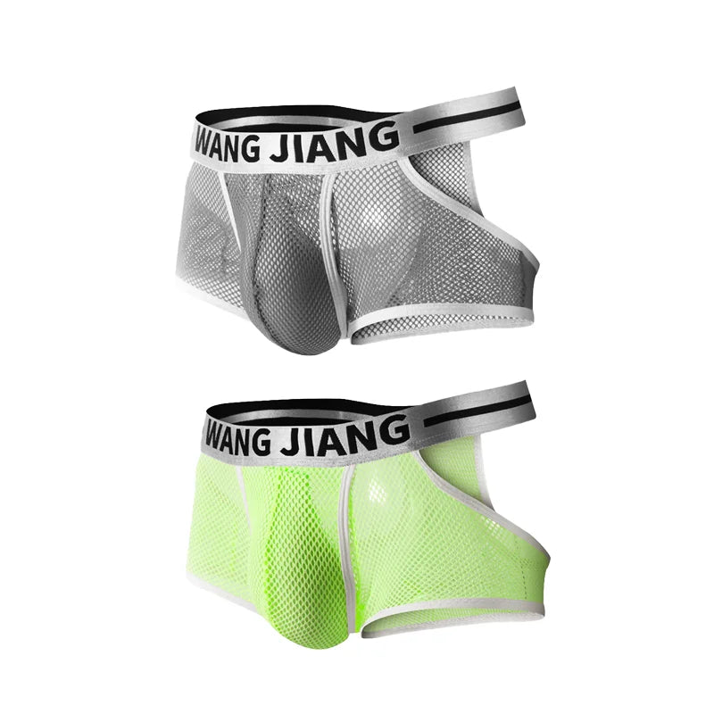 3PCS/2PCS/1PCS Men Mesh Hole Underwear Man Boxers Short Underpants Plus Size Transparent Panties