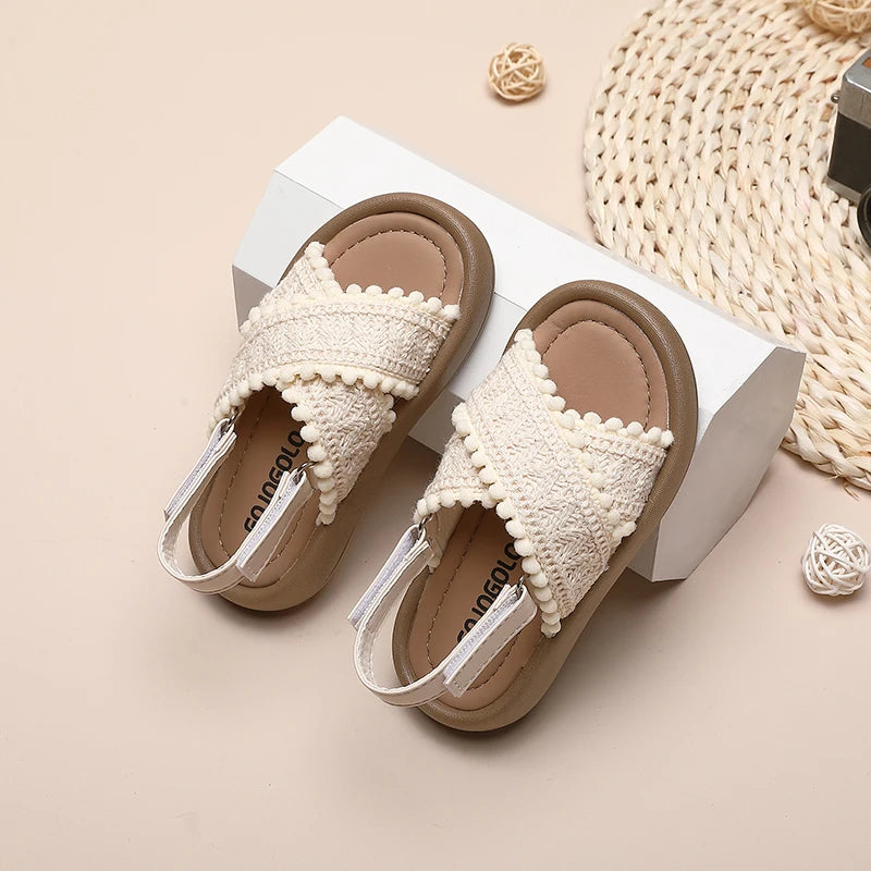 Girl Summer Sandals Classic Fashion Ethnic Style Kids Beach Sandals Fashion Open-toe Versatile Children Non-slip Causal Shoes