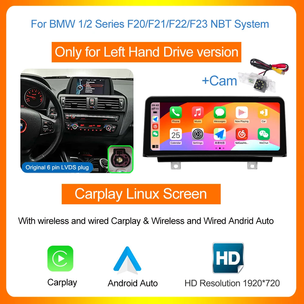 AUTOTOP 10.25â€1920*720 Wireless Carplay Android Auto Car multimedia player for F20 F21 F22 F30 F31 F32 F33 F34 F36 NBT 2013-2017