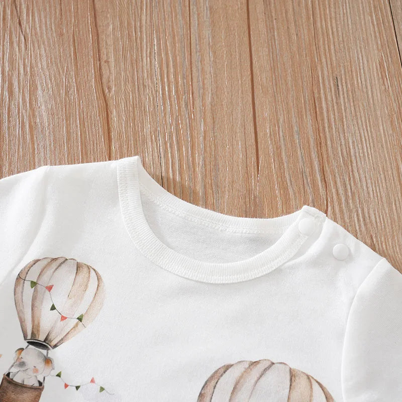 Baby Summer Animal Print Bodysuit – Short Sleeve Cute Cartoon Onesie for Boys & Girls