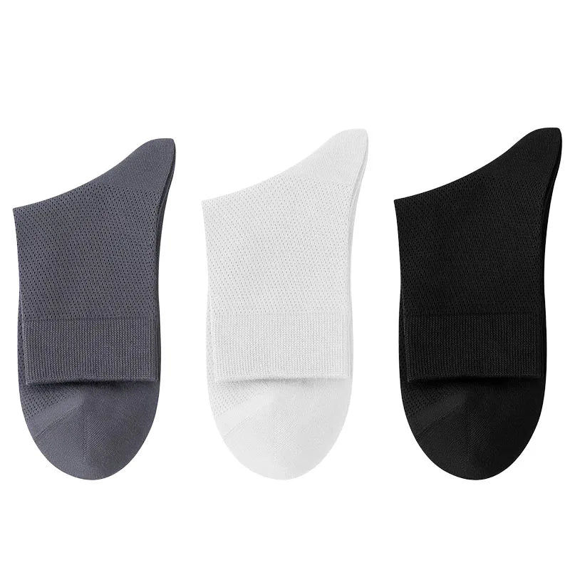 3pairs Men's Odor-Resistant and Sweat-Absorbing Mid-Calf Socks Fashion High Quality Breathable Ankle Sock Solid Color Sports Sox