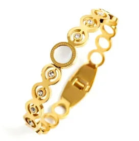 Stainless Steel Crystal Bracelet Bangle – Elegant 3-Stone Fashion Jewelry