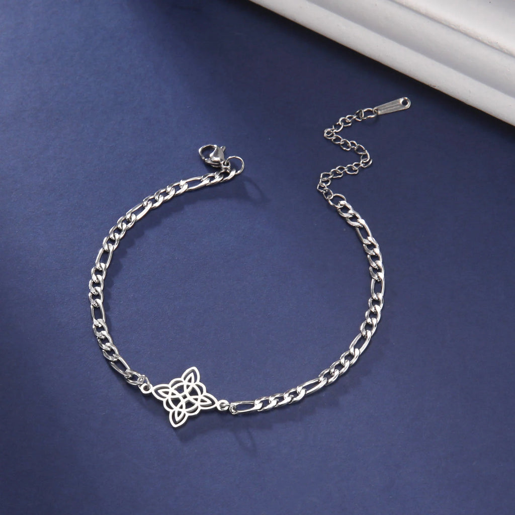 Witchcraft Irish Celtic Knot Charms Bracelets Stainless Steel Witch Knot Chain Bracelet Women Men Vintage Love Jewelry Gifts