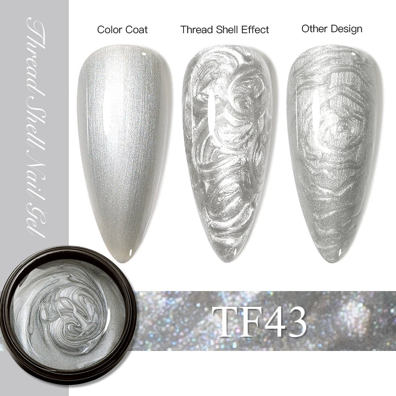 MEET ACROSS 8ml Pearl Shell Thread Gel Nail Polish 3D Semi Permanent Soak Off UV Gel Nail Art Varnish For Nails Manicure DIY