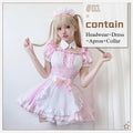 Japanese Sweet Cute Lolita Dress Maid Cosplay Costume Pink Bow Maid Dress Girl Fashion Stage Perfermance Fancy Costume Catwomen