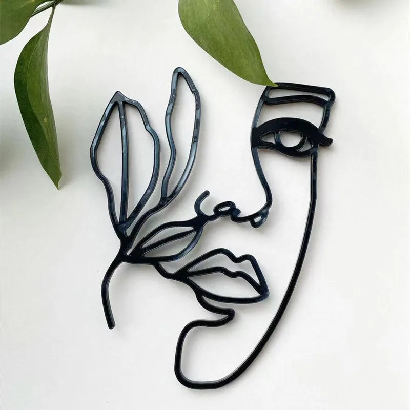 New Gold Portrait Happy Birthday Cake Topper Black Acrylic Abstract Art Boys Girls Party Cake Topper Baby Shower Girl Decoration