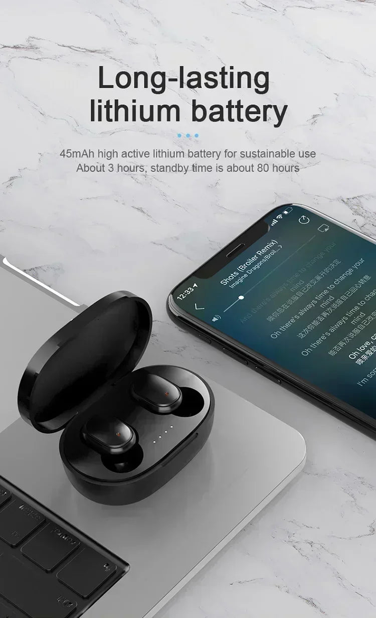 TWS Bluetooth Earphones Wireless Bluetooth Headset Noise Cancelling Headsets With Microphone A6S Headphones for SmartPhone