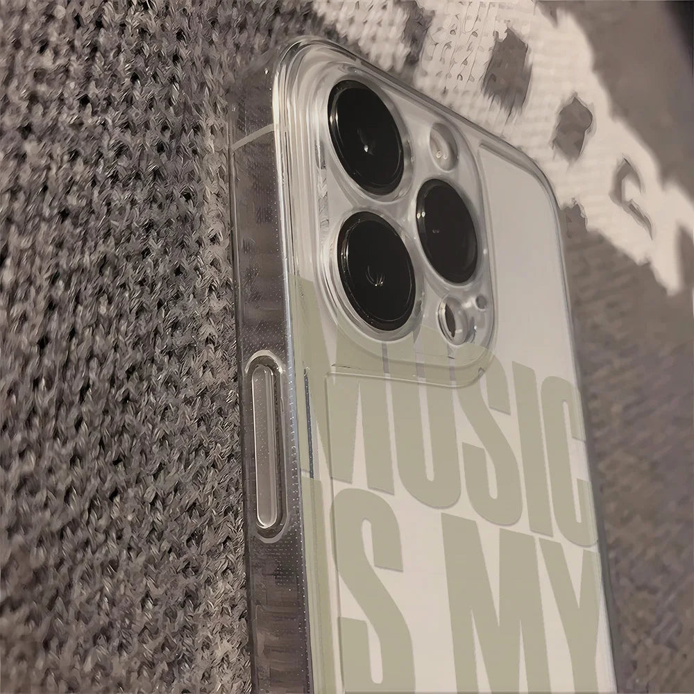 Music Is My Drug Phone Case For iPhone 17 16 15 14 Plus 13 12 11 Pro Max Phone Back Cover Transparent Shockproof Cover