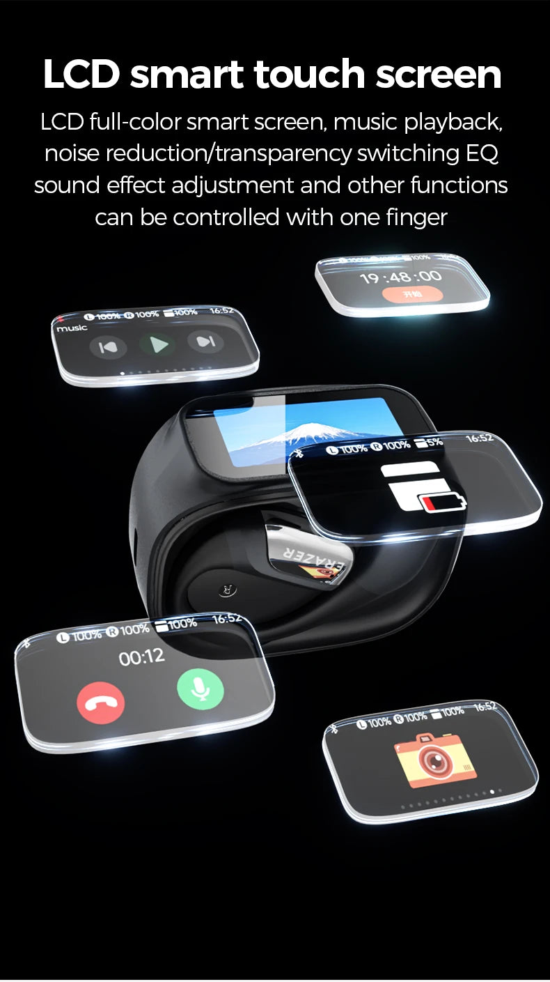 Bluetooth Headphones ERAZER XF35 Full HD Display Wireless Earphones Translation Earbuds Clear Sound Quality 400mAh Charging Case