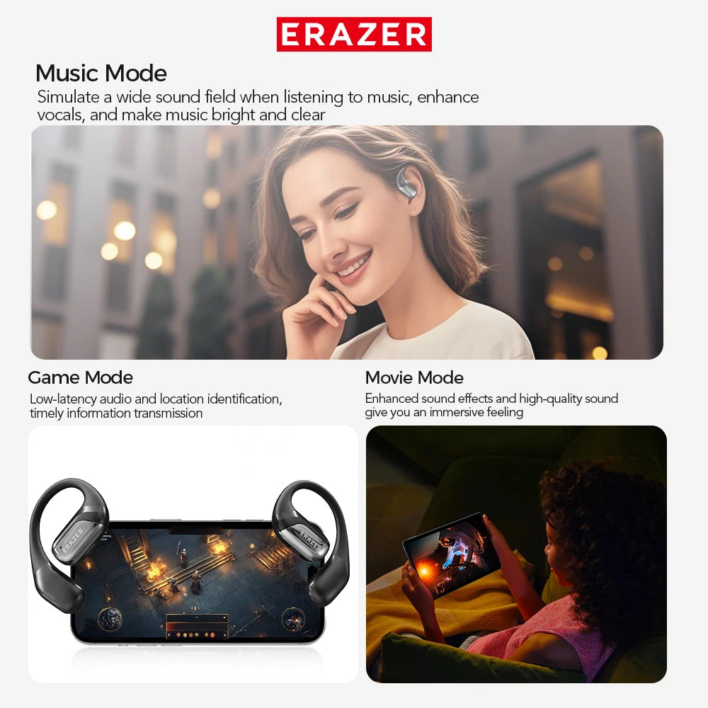 Bluetooth Headphones ERAZER XF35 Full HD Display Wireless Earphones Translation Earbuds Clear Sound Quality 400mAh Charging Case