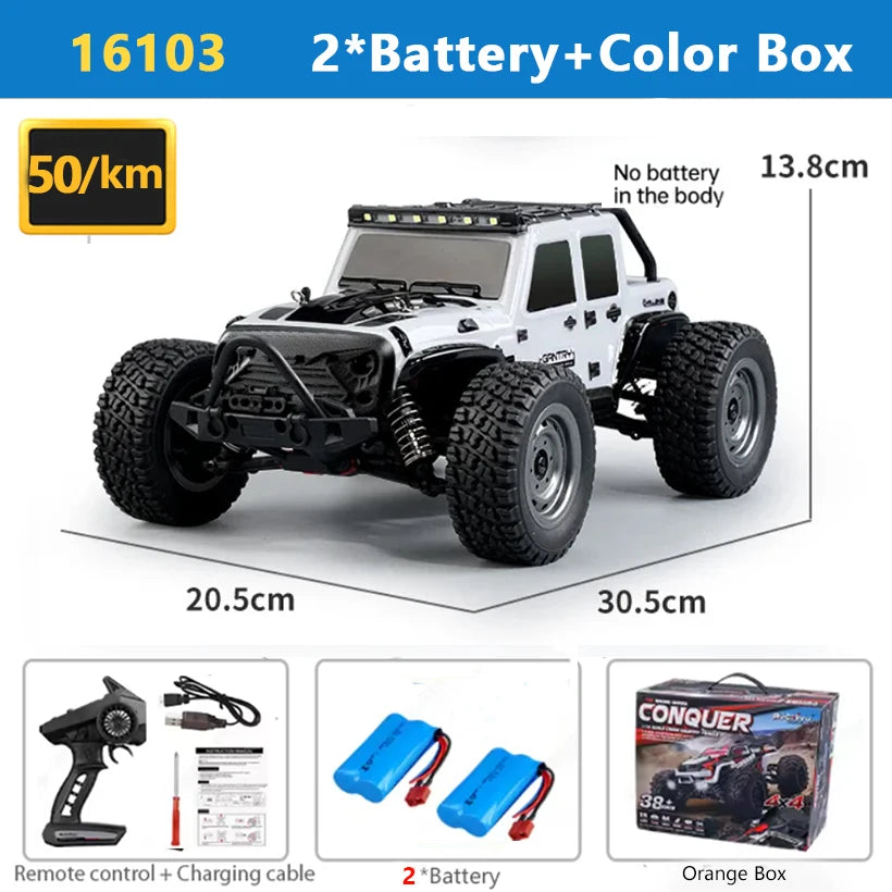 SCY 1:16 4WD RC Car 70KM/H Or 50KM/H With LED Light 2.4G Remote Control Cars High Speed Drift Monster 4x4 Truck for Children Gif