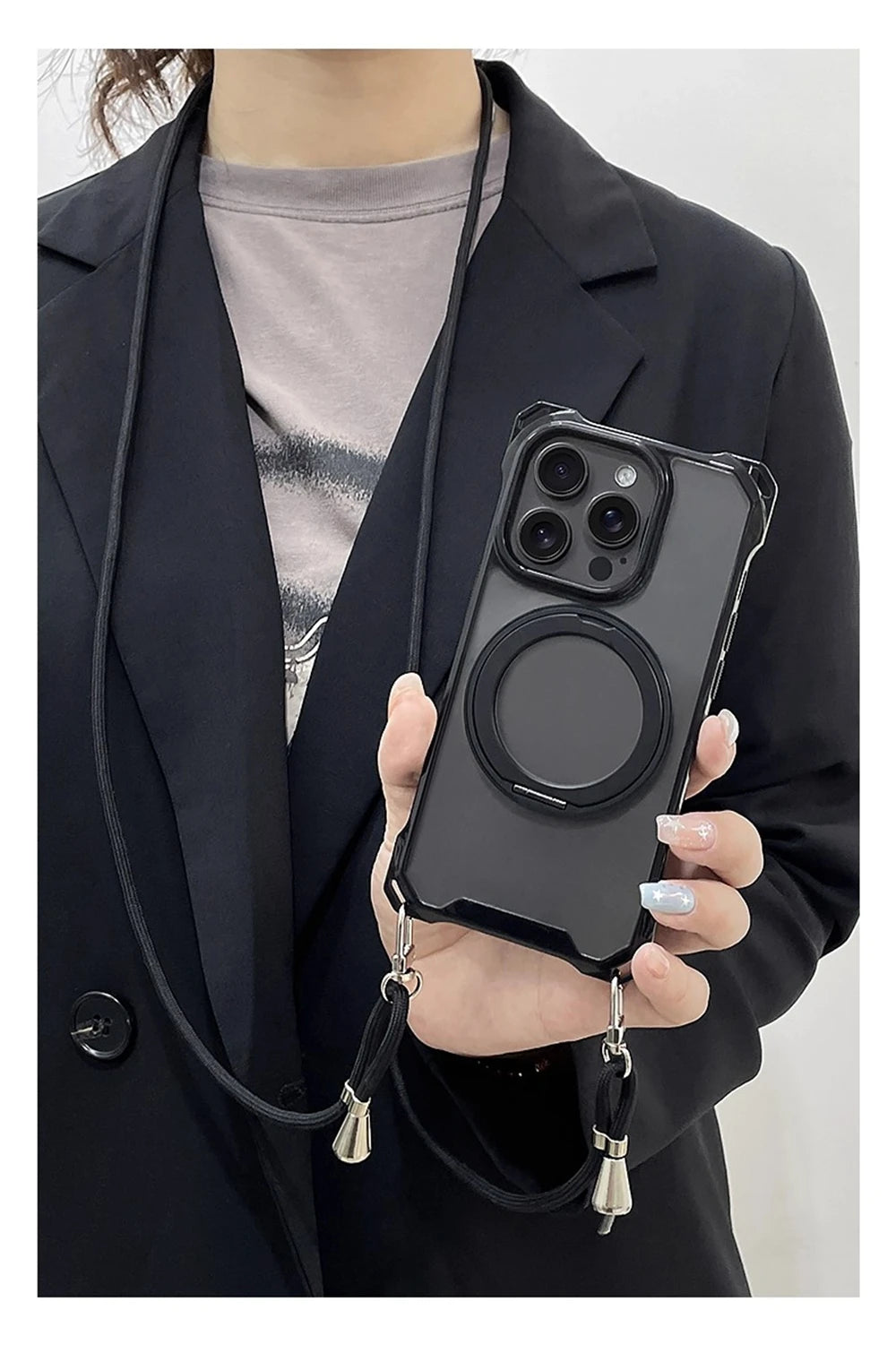 Crossbody Lanyard Strap Holder Phone Case For iphone 17 Air 16 15 14 Plus 13 12 11 Pro Max 16E For Magsafe Magnetic Stand Cover