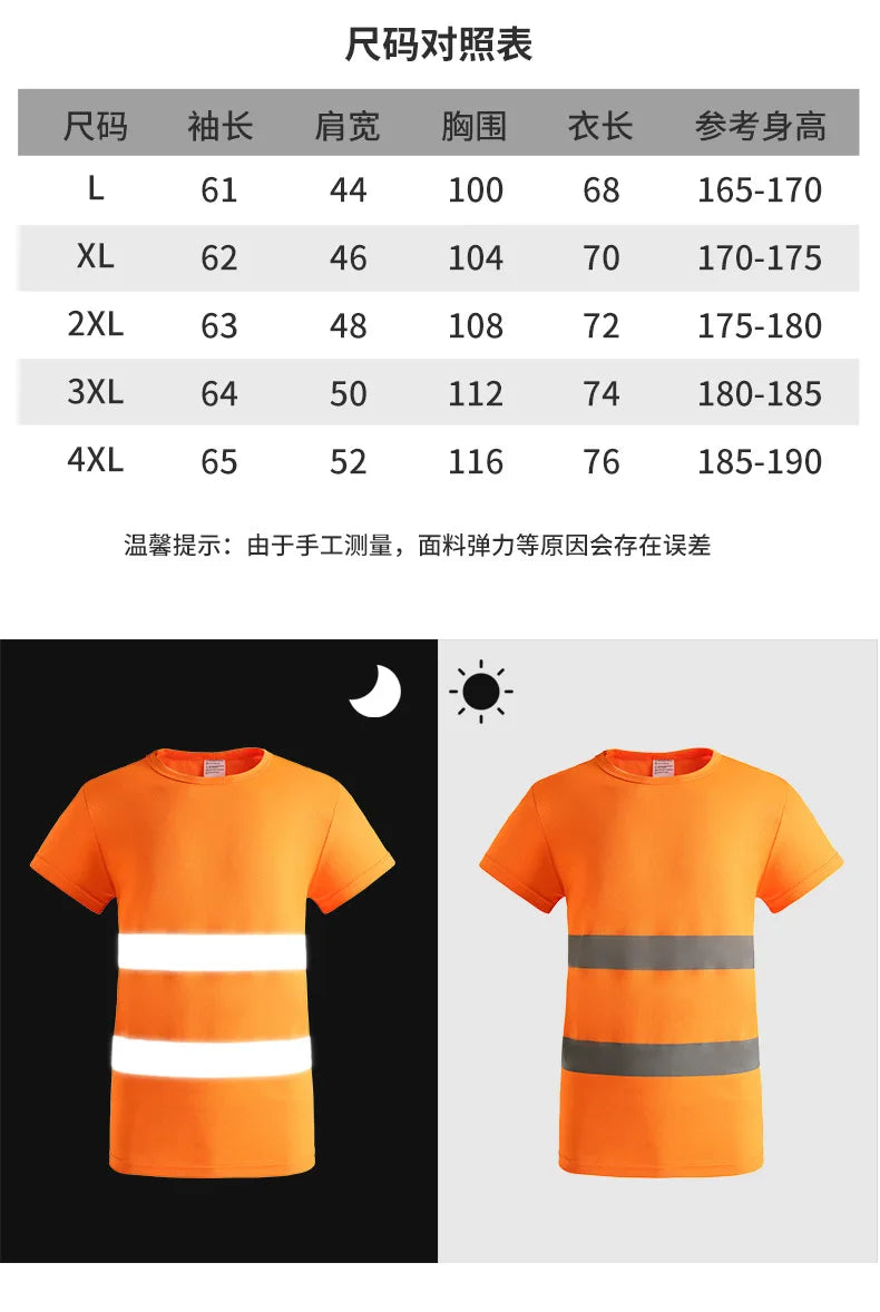 Fluorescent High Visibility T-Shirts Men Reflective Work Safety Shirts Quick Dry Long Sleeve Hi Vis Tops Construction Workwear