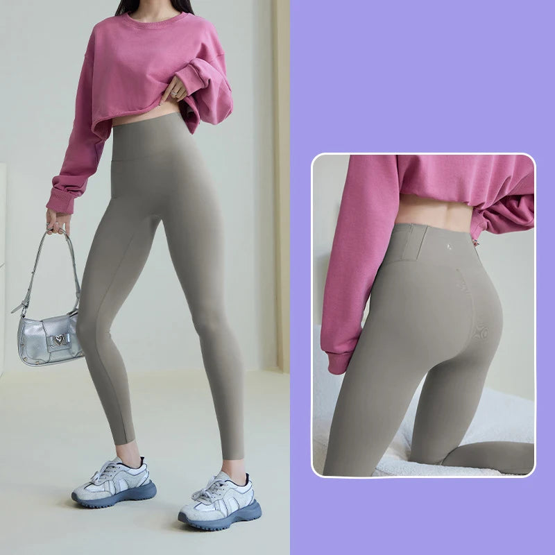 BIVIGAOS Spring Summer New Plum Red 3D Naked Feeling Sharkskin Leggings Women Slim Sexy Sport Yoga Push Up Fitness Leggings