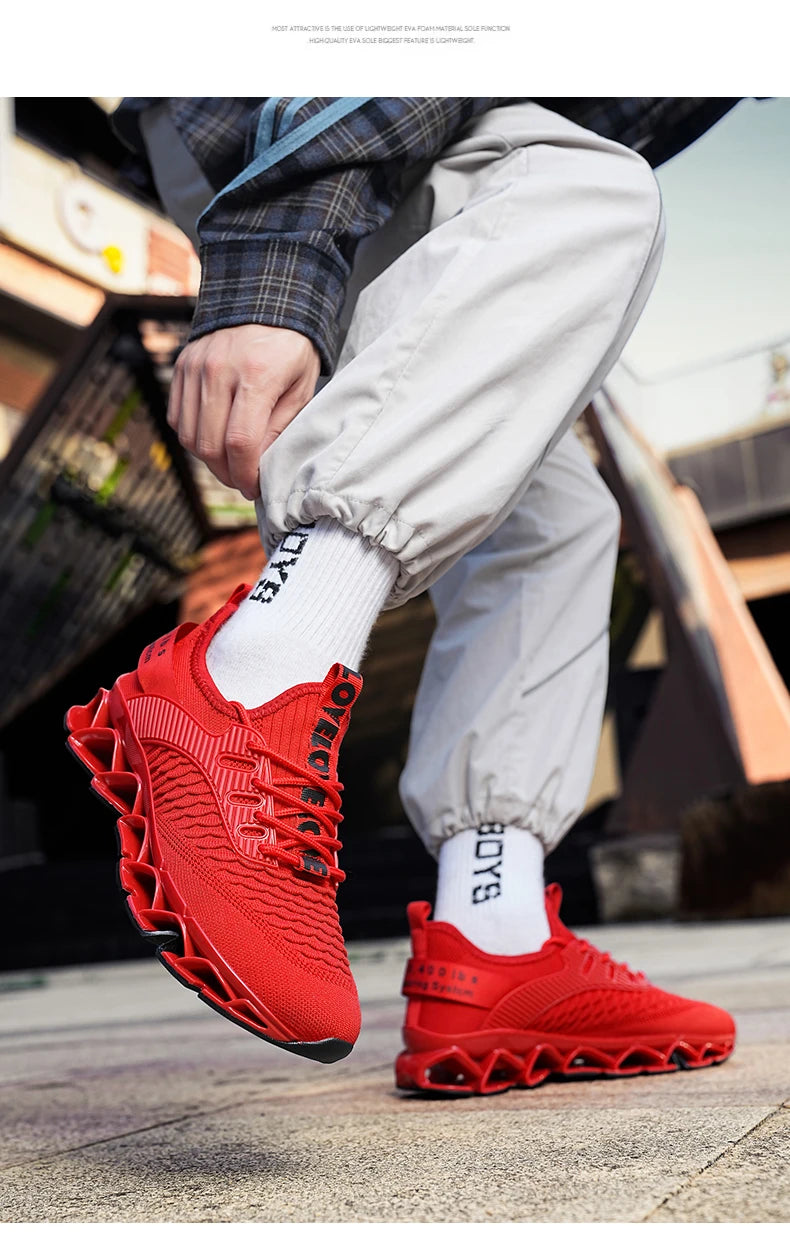 Men's Breathable Mesh Running Shoes Blade Sole Sneakers Lightweight Non-Slip Sports Shoes for Gym Walking Casual Wear