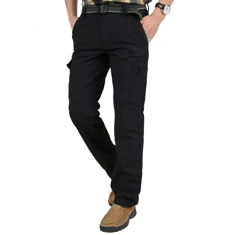 Men's Winter Fleece Tactical Pants Warm Cargo Pant Hunting SoftShell Work Trousers Shark Skin Thick Warm Waterproof Pants M-4XL