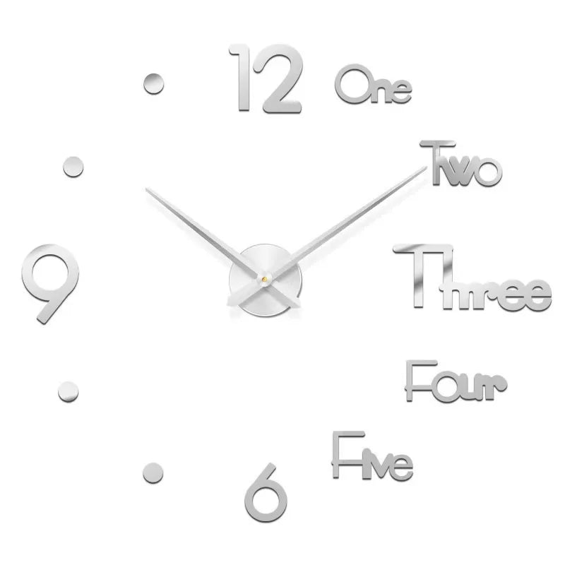 New Modern Design Large Wall Clock 3D DIY Quartz Clocks Fashion Watches Acrylic Mirror Stickers Living Room Home Decor Horloge