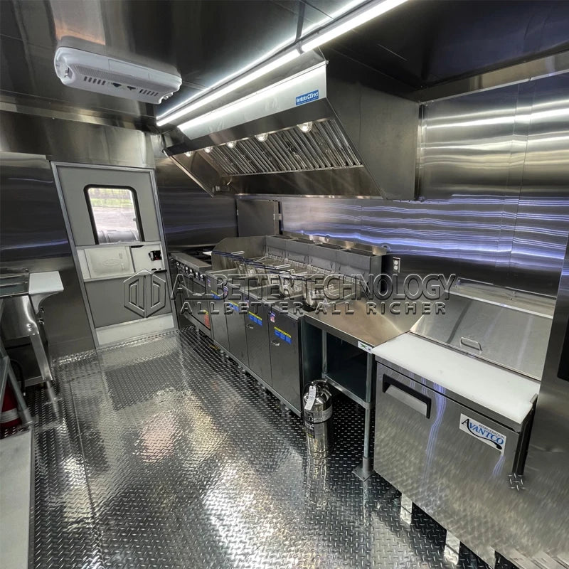 Allbetter Luxury Mobile Kitchen Trailer Fully Equipped Commercial Kitchen Fries Pizza Burger Ice Cream Food Truck Trailer