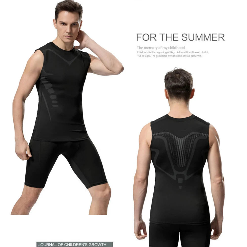 Men's Running Compression Shirts Short Sleeve Sport Gym Tees Fitness Quick Dry Sweatshirt Jogging Tracksuit Athletic Shirt Tops