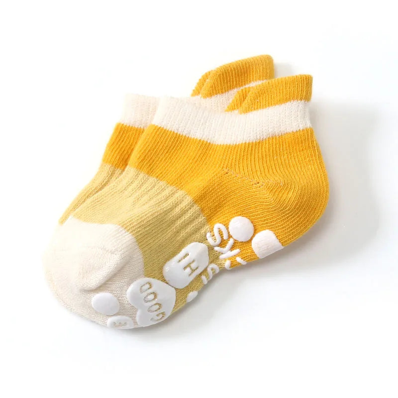 Kids Non-Slip Cotton Socks – 5 Pairs Breathable Cute Casual Socks for Girls & Boys