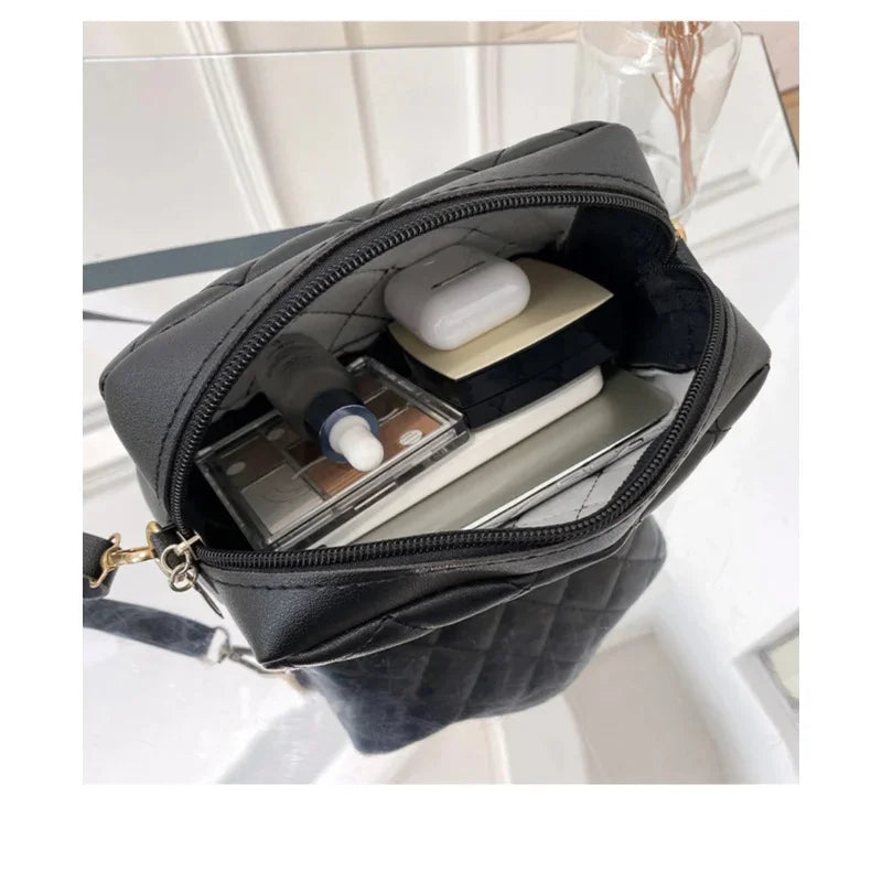 2025 tassel women's small crossbody bag trend diamond grid embroidery camera women's shoulder bag fashion chain crossbody bag