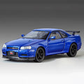 1:32 Nissan GTR R34 Skyline Street Car Version Supercar Diecast Model Car Alloy Metal Car Accessories Ornament Automobile Gifts