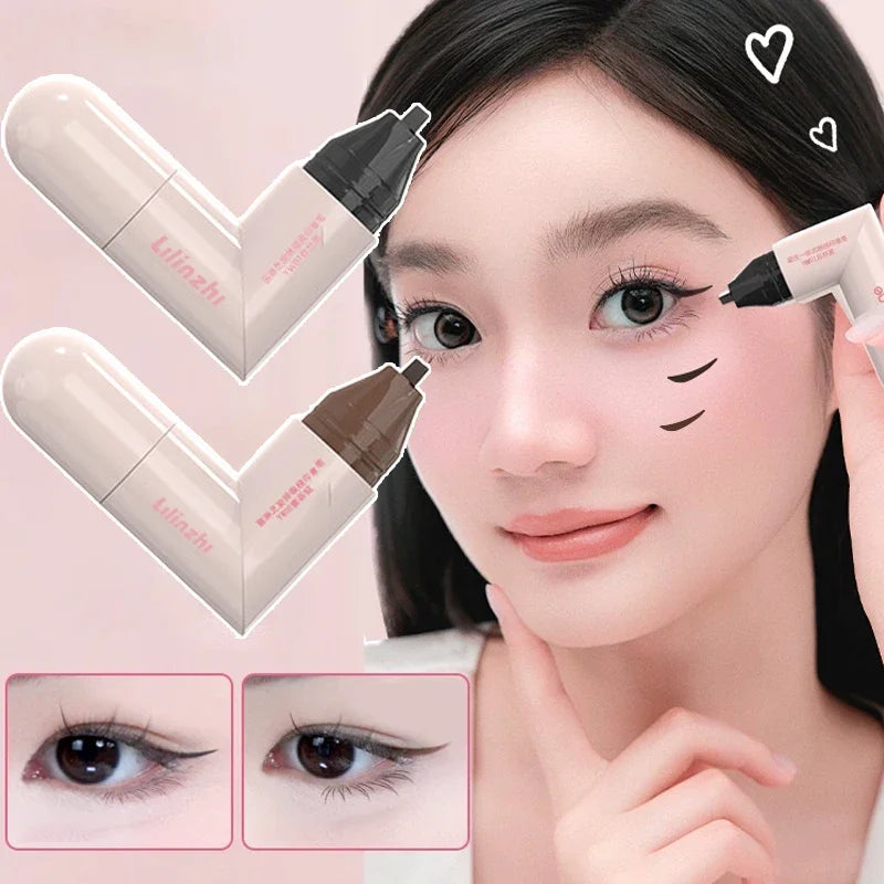 Dual-Head Rotatable Eyeliner Stamp Integrated Waterproof Long Wear Wing Stencil DIY Liquid Eye Liner Pen Fast Drying Makeup