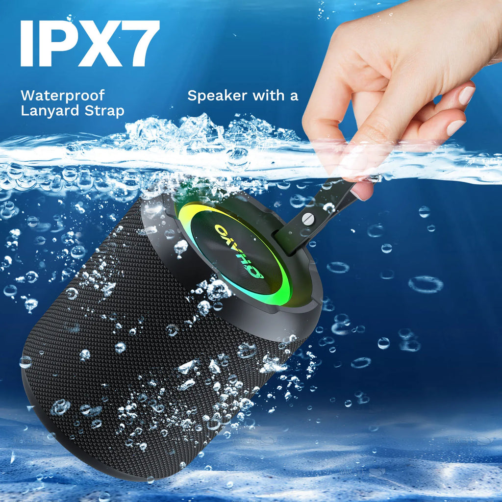 OHAYO 40W, IPX7 Waterproof Wireless Portable Speaker with Lights, Loud Sound, RGB Lights,TWS Pairing, AUX&TF-Card in