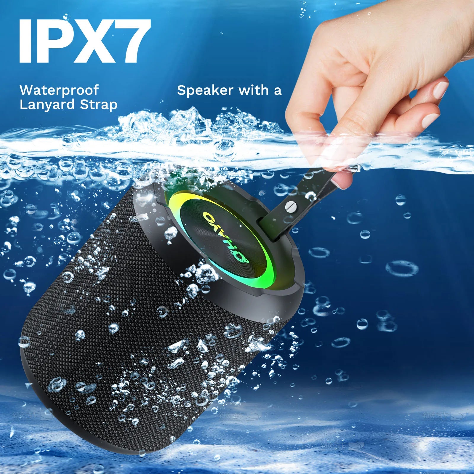 OHAYO 40W, IPX7 Waterproof Wireless Portable Speaker with Lights, Loud Sound, RGB Lights,TWS Pairing, AUX&TF-Card in