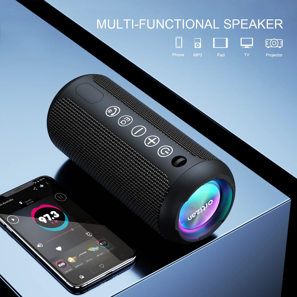Ortizan X10 Bluetooth Speaker Enhanced Bass Portable Speaker with TF Card Slot 30H Playtime IPX7 Waterproof Speaker for Camping