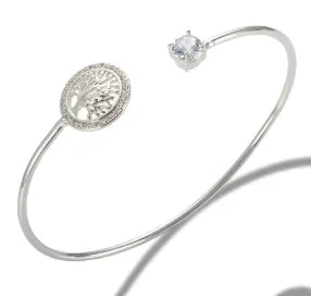 Stainless Steel Crystal Bracelet Bangle – Elegant 3-Stone Fashion Jewelry