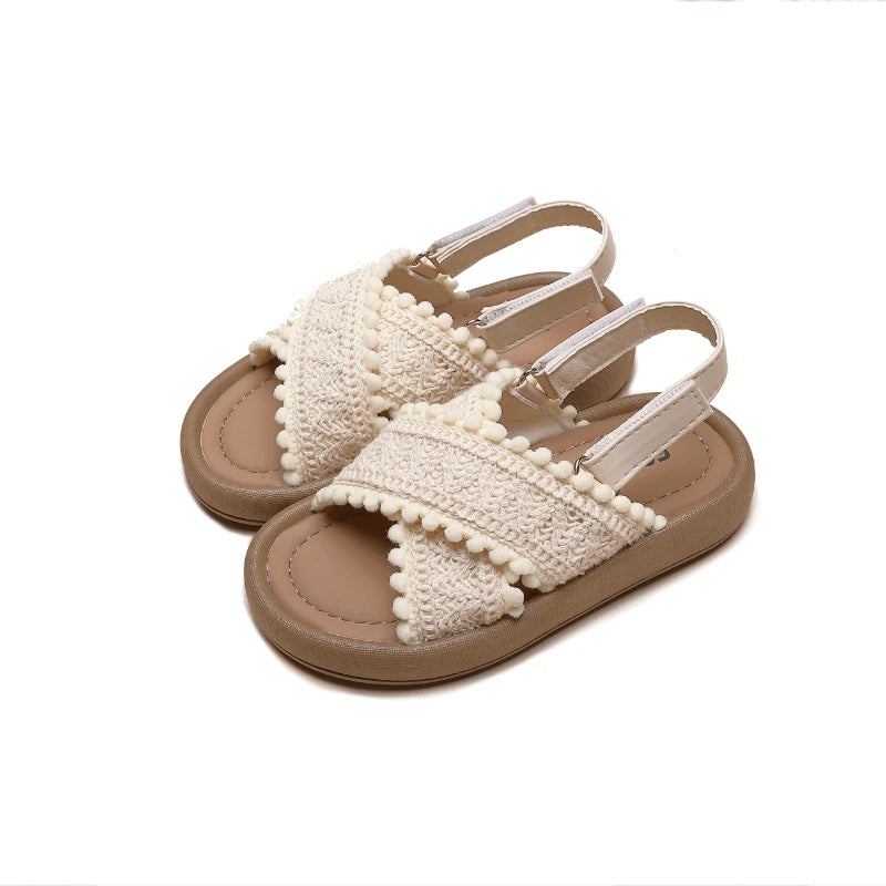 Girl Summer Sandals Classic Fashion Ethnic Style Kids Beach Sandals Fashion Open-toe Versatile Children Non-slip Causal Shoes