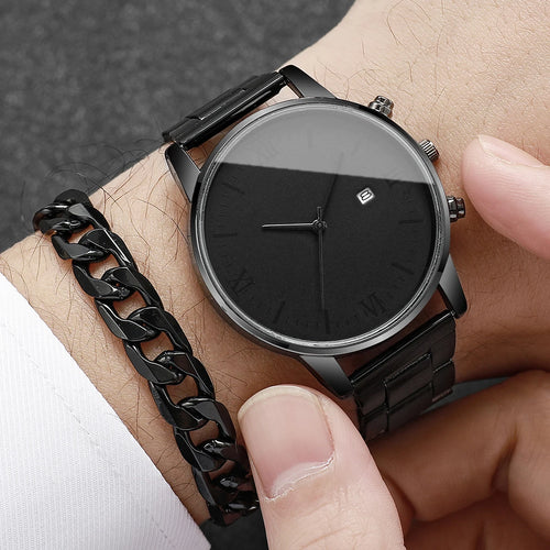 1/2/4PCS Fashion Men Business Watches Simple Roma Dial Analog Quartz Watch for Men Calendar Clock Reloj Hombre（Without Box）
