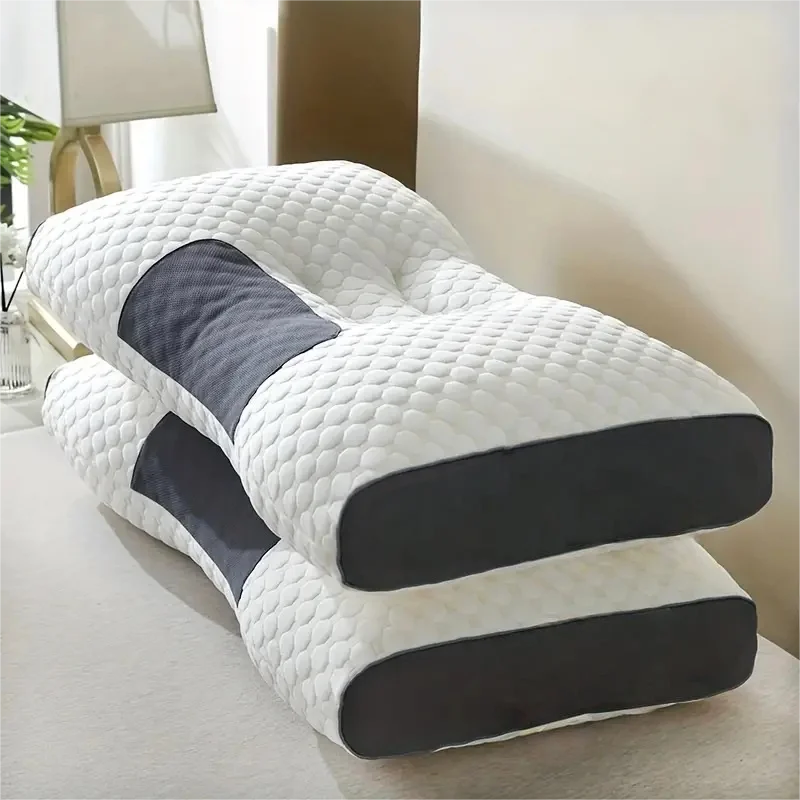 2pcs Massage Neck Pillows Adjustable Ergonomic Orthopedic Contour Support, High-Quality Pillow Core, All-Season Sleeping Comfort