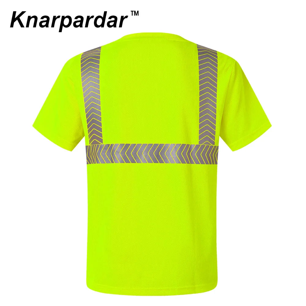 S-4XL Summer Reflective T-shirt Safety Work Short Sleeves Shirts High  Visibility Shirts Ideal for Construction Mining Airport