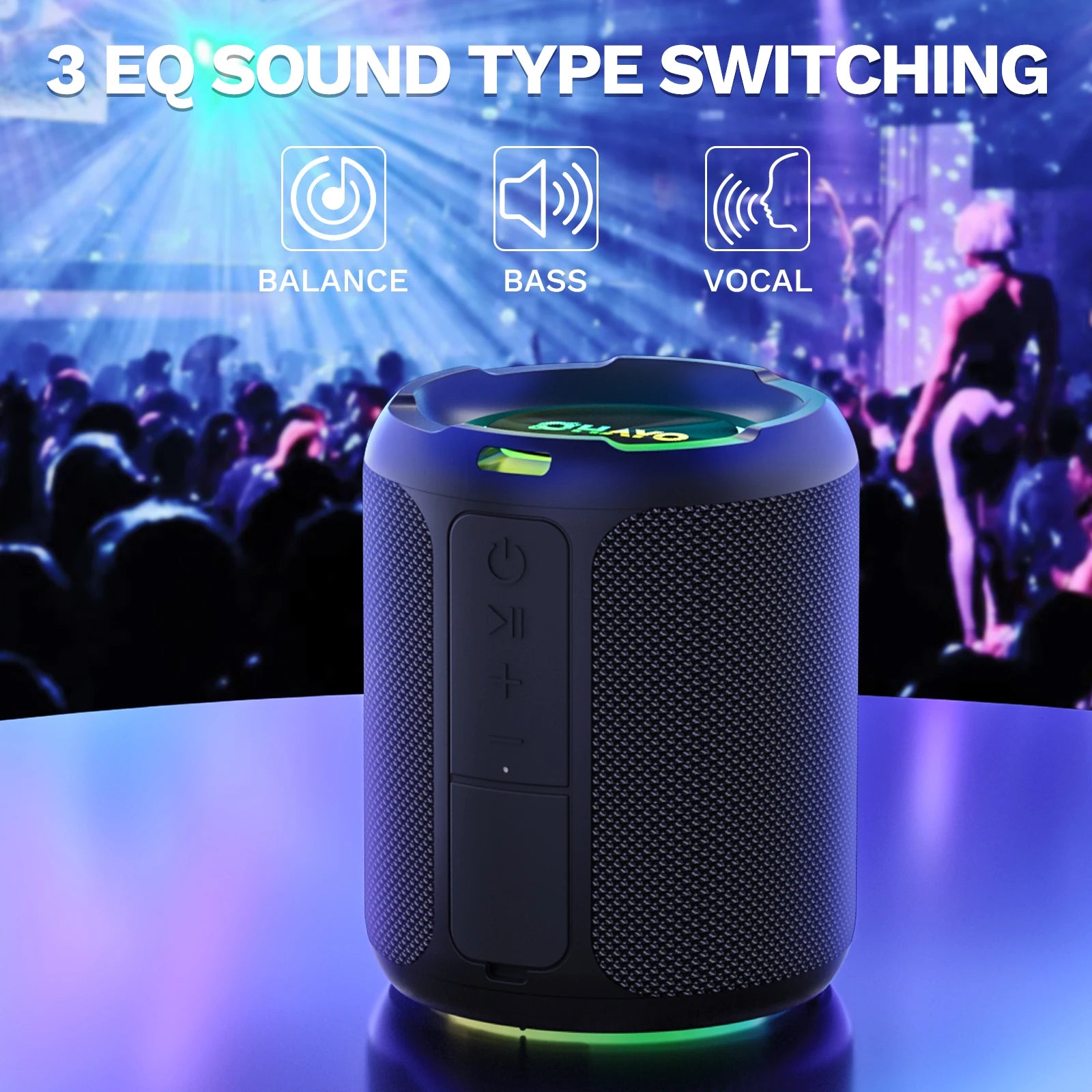 OHAYO 40W, IPX7 Waterproof Wireless Portable Speaker with Lights, Loud Sound, RGB Lights,TWS Pairing, AUX&TF-Card in